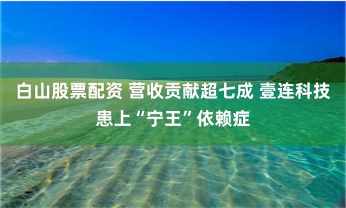 白山股票配资 营收贡献超七成 壹连科技患上“宁王”依赖症