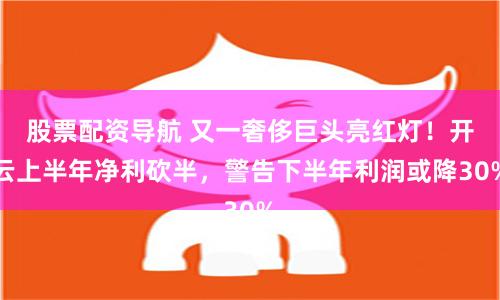 股票配资导航 又一奢侈巨头亮红灯！开云上半年净利砍半，警告下半年利润或降30%